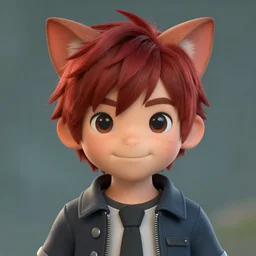 portrait of a engineer catboy, mid - short hairs, dark redhead, discrete freckles, around 1 6 years old, smooth smile, fantasy character, final fantasy xiv