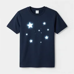 t-shirt with glowing stars on the background of the moon