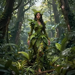 a female shaman made of plants of the jungle, art by vladimir kush