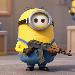 bob from minions holding an AK-47