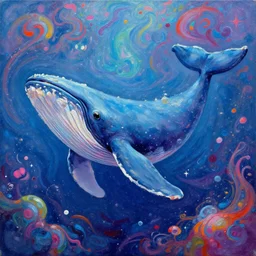 fantasy space whale psychedelic painting