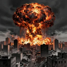 a city being annihilated by nuclear hellfire, a nuclear blast, painted by tsutomu nihei, melancholy
