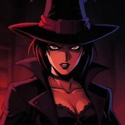 neo - noir, cell shaded, portrait of a woman magician, dark background, dramatic bold lighting, solid colors, detailed, very thick black line art, dark shadows, sharp edges, artstation, photoshop, trending, grunge, high contrast, octane render, cartoon, graphic novel, dark background, jim lee, mike mignola