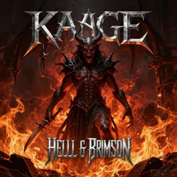 menacing demonic figure hellfire and brimstone metal album cover digital art