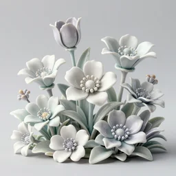 ultrafine detailed 3 d render of a garden of porcelain flowers, cgsociety, octane, vray