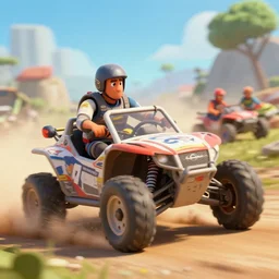 a offroad rally in videogame. len blur, depth unfocused. art by ismail inceoglu, filip hodas, and pixar.