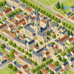 nantes, france, isometric landscape painting