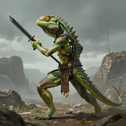 A lizard humanoid fighter
