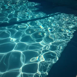 multicolored caustics on the bottom of a swimming pool