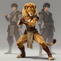 beautiful portrait of a female anthropomorphic lioness fursona wearing jedi robes. leather gloves. leather boots. aggressive combat stance. character design by charlie bowater, ross tran, artgerm, and makoto shinkai, detailed, soft lighting, rendered in octane