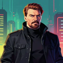 cyberpunk joseph stalin as the leader of a futuristic communist society, cybernetics, sharp lines, digital, artstation, colored in