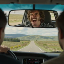 view bob ross screaming in rear view mirror