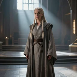 Eowyn as a Jedi master, standing in the Jedi Council room