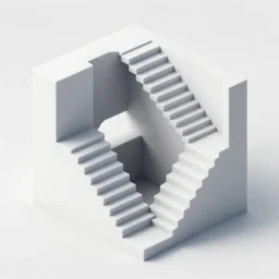 isometric 3D render M.C. Escher stairs