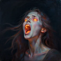 wailing soul embers in the wind, motion blur, encaustic, iridescent, cinematic, detailed, glowing, wide angle, minimalist, surrealist