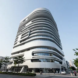 photograph of a futuristic building by kongo kuma