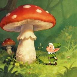 tiny elf under a mushroom by brian froud