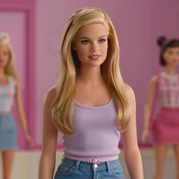 barbie in real life live action remake, 4 k, film still, live action, realistic, human, actress