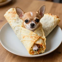 a chihuahua in a burrito