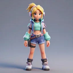 fortnite skin model a cute girl blonde hairs cyberpunk style concept art skin model, 3d models