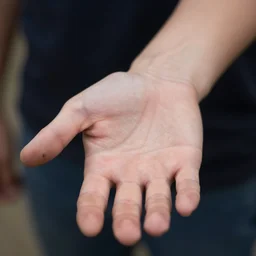 looking down at my hand. it is open with the palm facing up towards me, accurate, in focus, detailed, precise