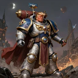 donald trump as the god emperor of mankind, warhammer 4 0 k universe, immense detail, by john blanche