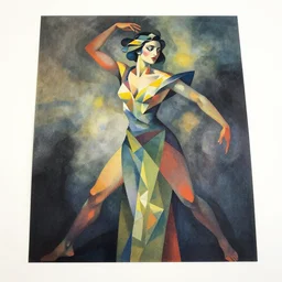 ( ( strong dither ) ), illustrated portrait a woman like reol, modern art deco, dynamic pose, colorful, moody, mads berg, murata range, detailed features, dynamic composition, wide angle, matte print, volumetric, fog, dramatic lighting, halftone texture, risograph, 4 k
