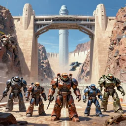 war machines from a gate in hell, chris foss, john harris, hoover dam'aircraft carrier tower'beeple, wayne barlowe, warhammer 4 0 k, halo, mass effect