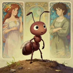 cute girl anthropomorphic ant standing on an anthill, pixar, disney, portrait, high detail, sharp focus, digital painting, artstation, concept art, art by hayao miyazaki and artgerm and greg rutkowski and alphonse mucha.