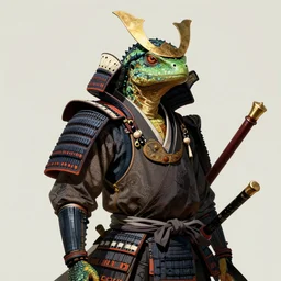 a reptile samurai portrait by greg rutkowski and artgerm
