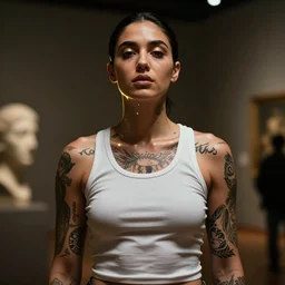 portrait of unseen lovecraftian golden ratio bhad bhabie, tight fit undershirt, rim lighting, defined neck and face, tattooed toned body, art by j scott campbell and best artist in the year 3 0 0 0, post - processing, 8 k, museum worth