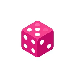 centered icon of a dark pink dice with white background, artstation, rpg game, digital art, isometric, white background, dark souls, the witcher 3, crusader kings, skyrim