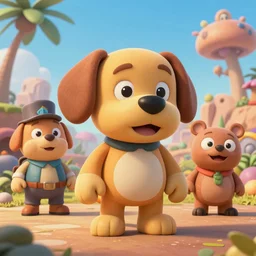 a cartoony dog,  in the style of Rayman origins, michael ancel, Ruan Jia and Mandy Jurgens and Greg Rutkowski, trending on Artstation, award winning, unreal engine, octane render W 1024