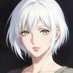 portrait of a woman with short white hair, illustration, by hiromu arakawa