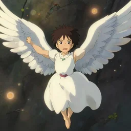 an angel spreading his wings, animation key shot polar biome by studio ghibli, animation, sharp focus, rendered in unreal engine 5, anime key art by greg rutkowski, bloom, dramatic lighting