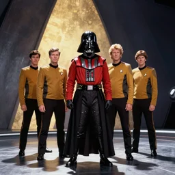 a color photograph from the set of star trek : the next generation with it's newest cast member darth vader