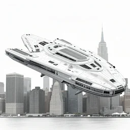 a huge spaceship over manhattan