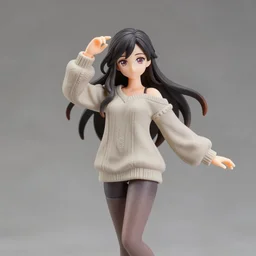 still medium shot, figurine of a sorceress wearing an elegant sweater, dynamic pose, personification, detailed product photo, featured on amiami, 8 k, 8 5 mm, f. 1 4, beautiful composition,
