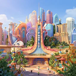 highly detailed environment concept art zootopia metropolis detailed illustration animation key frame