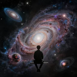 im sitting in the center of the multi dimensional latent space conceptualizing our collectively designed divine imaginations, 4 k surrealism, jwst, hubble ultra - deep field