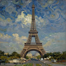 “Painting of Eiffel Tower by Van Gogh”