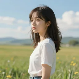 a girl landscape in the style of midjourney, 8 k, unreal engine, zbrush,