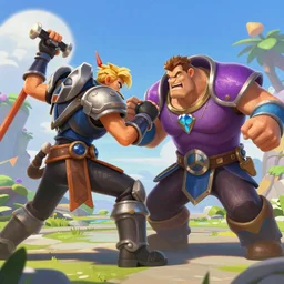 epic scene of reinhardt fighting doomfist, overwatch, artistic, highly detailed, 4k, 8k