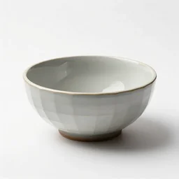 low-poly ceramic mixing bowl, professional product shot, isolated on a pure white background, centered, entire object in frame, sharp focus, soft studio lighting