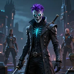 punk grim reaper, hyper detailed, bioluminescent, background fortress, digital art, trending in artstation, cinematic lighting, studio quality, smooth render, unreal engine 5 rendered, octane rendered, art style by ian sprigger and cushart and archan nair, jack kirby and simon bisley, physically based rendering