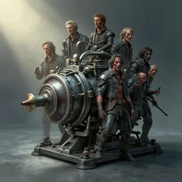 airbrushed surgical purulent machine by jack kirby, wayne d barlowe, francesco blanc, geof darrow, alex ross, basil gogos, philippe druillet, muted lights, torch narrative, fine art masterpiece baked at 3 0 0 f, matte painting, cold lighting, aged with sunlight, award winning horror wraparound, photorealistic render, cinematic