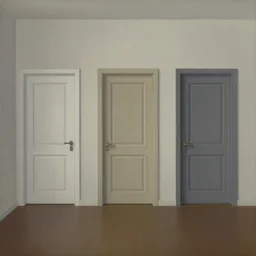 A painting of three doors. The first representing before life, the second representing life, and the third representing the afterlife. These doors are in a room somewhere in the void.
