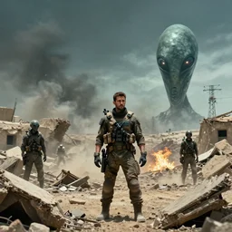israel half damaged under attack by aliens, cinematic, craig mullins