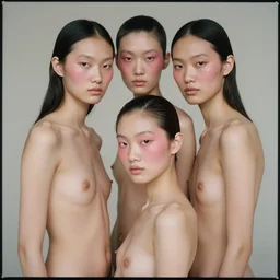 medium format fine art portrait mid shot minimal fashion model marine vacth by reza nia, nick knight, amy judd, jil sander romantic heavenly elite style, beautiful perfect koinophilia face, perfect anatomical human form, posed, blush beauty makeup, studio, golden ratio, studio lighting, studio, flat neutral tone, sharp focus, fine detail, stunning matte painting