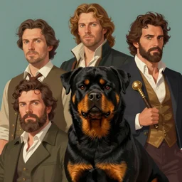 portrait of noble rottweiler. digital art by jeff easley, ross tran, and nasreddine dinet, vibrant color scheme, intricately detailed, in the style of romanticism, cinematic, artstation, greg rutkowski
